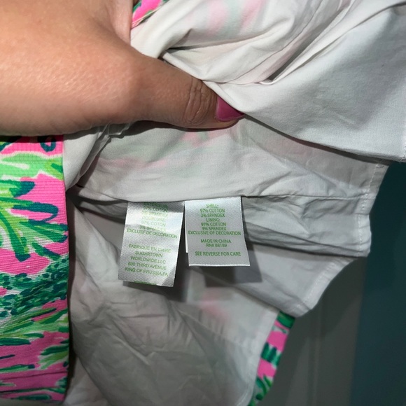 Lilly Pulitzer hanging around shelli dress size 16 green pink mini monkey - Picture 5 of 8